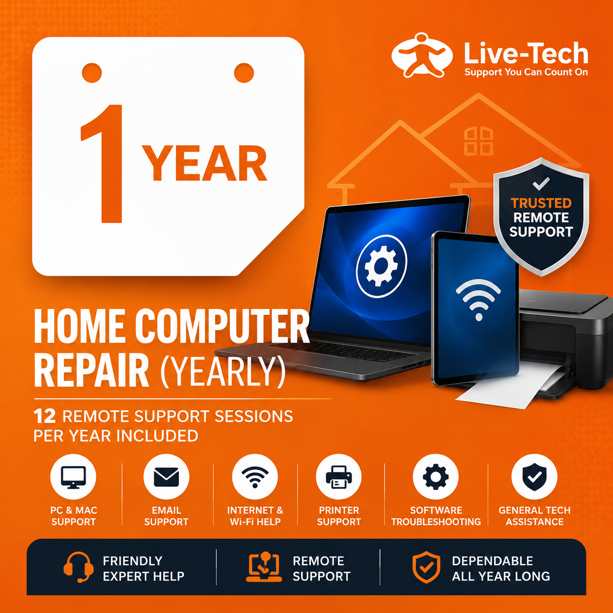 Live-Tech Residential IT Support Yearly Plan