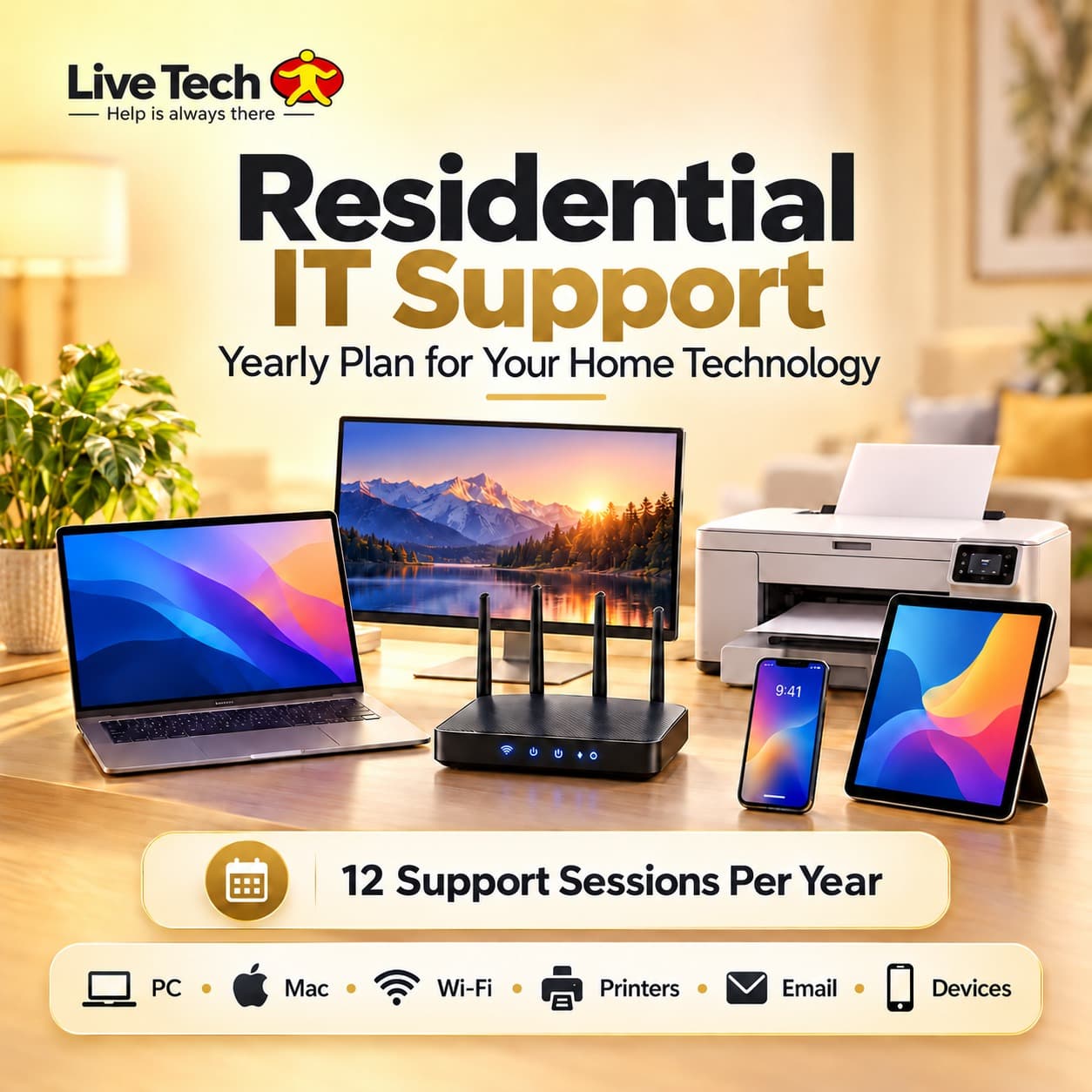 Live-Tech Residential IT Support Yearly Plan