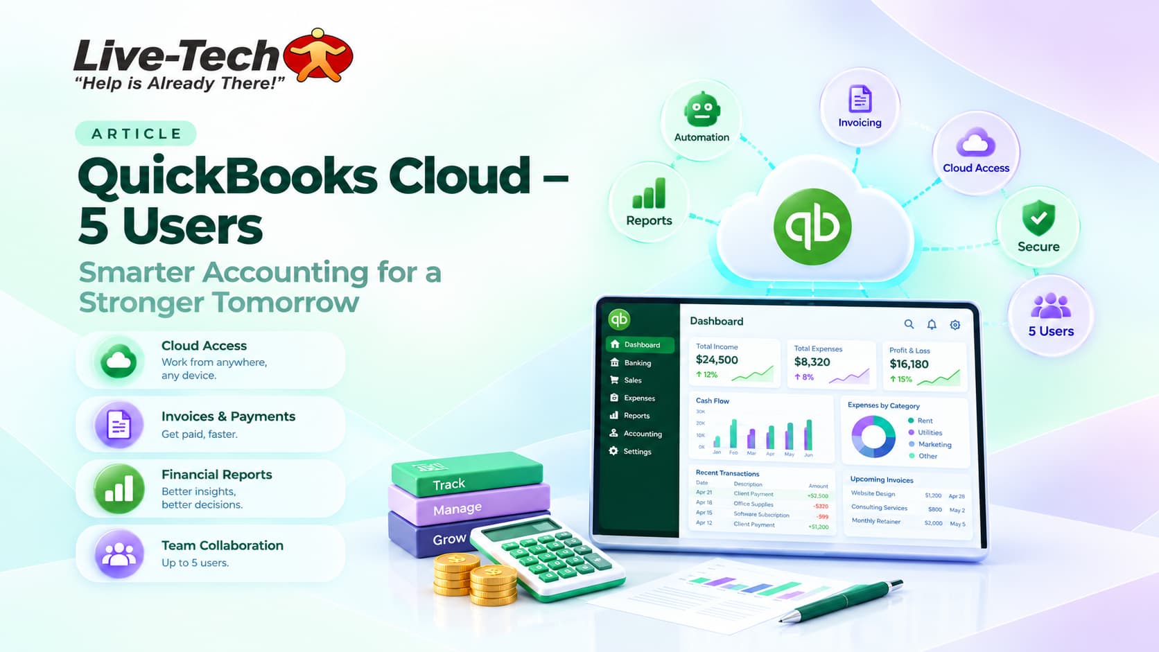 Live-Tech QuickBooks Cloud – 5 Users: Simplify Your Business Accounting